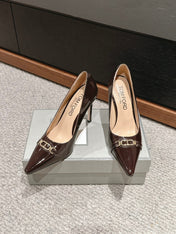 ROMAN HIGH-HEEL 10 CM IN PECAN BROWN CALFSKIN