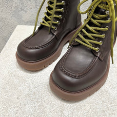 HADDOCK LACE-UP ANKLE BOOT IN CHOCOLATE BROWN CALFSKIN