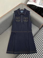 CHANEL SLEEVELESS DENIM DRESS 219364