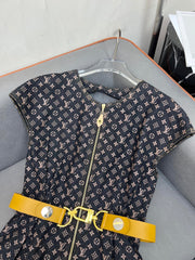 LV DENIM DRESS WITH FRONT CENTER ZIPPER