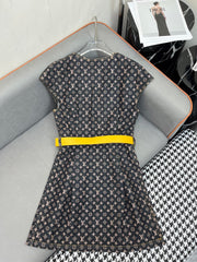 LV DENIM DRESS WITH FRONT CENTER ZIPPER