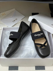DIOR STRETCH BALLET FLATS 25S IN BLACK LAMBSKIN