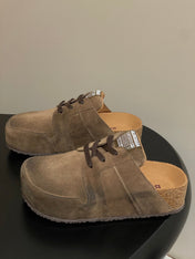 BALENCIAGA 25S MULES BIRKENSTOCK IN CARAMEL BROWN SUEDE