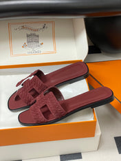 HM 25S ORAN SANDAL IN DARK RED SUEDE AND LAMBSKIN
