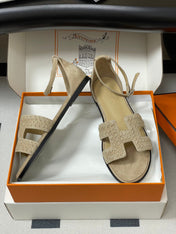 HM 25S SANTORINI SANDAL IN BEIGE SUEDE AND LAMBSKIN