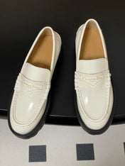 DIOR 25S BOY PLATFORM LOAFERS IN CREAM WHITE LAMBSKIN