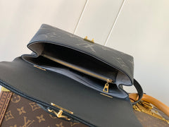 MADELEINE 30 IN BLACK MONOGRAM CALFSKIN EMBOSSED LOGO