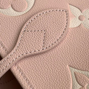 NEVERFULL MM BAG 32 IN PINK AND BEIGE EMBOSSED COWHIDE
