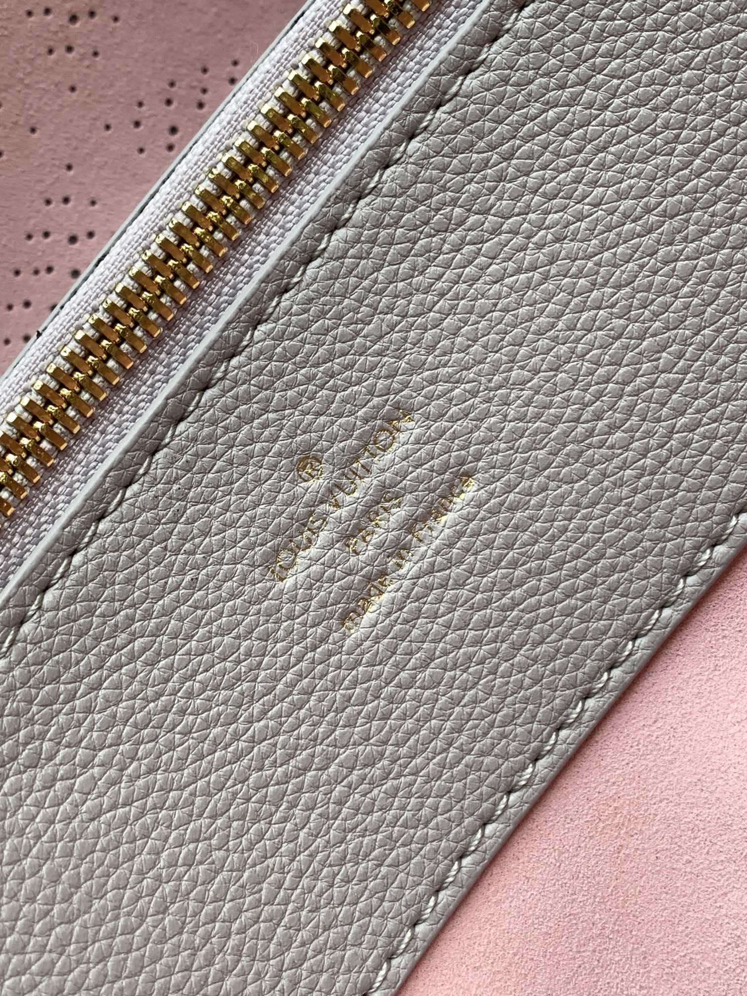 LV 25S BELLA TOTE BAG 32 IN PINK GREY PERFORATED MAHINA CALFSKIN