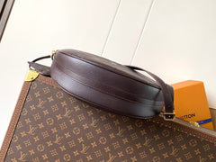 LOOP HOBO 38 IN DARK BROWN MONOGRAM CALFSKIN EMBOSSED LOGO