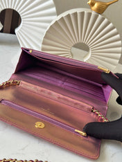 CHANEL 25S WALLET ON CHAIN 19 IN METALLIC PURPLE LAMBSKIN
