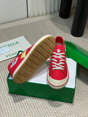 ELIOT SNEAKER IN CHERRY RED CANVAS AND CALFSKIN