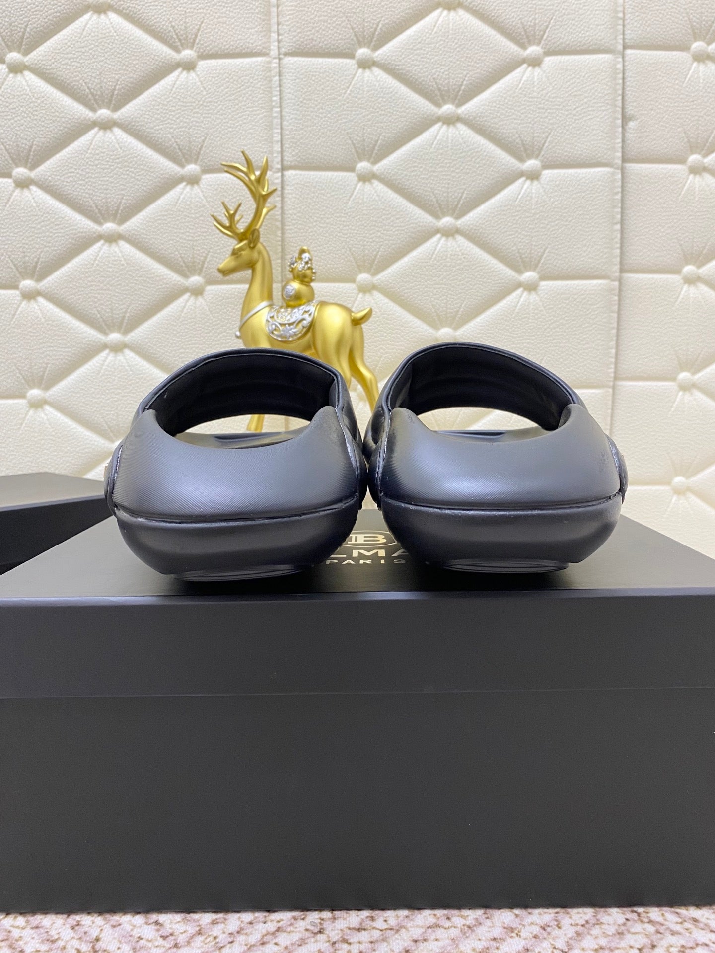 BALMAIN 25S BALMAIN MULES IN BLACK FULL CALFSKIN