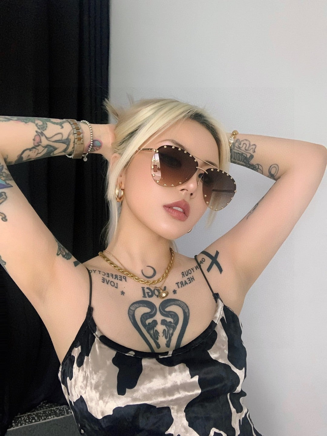 PARTY PILOT SUNGLASSES 567464 IN GOLD METAL BROWN SMOKE LENSES