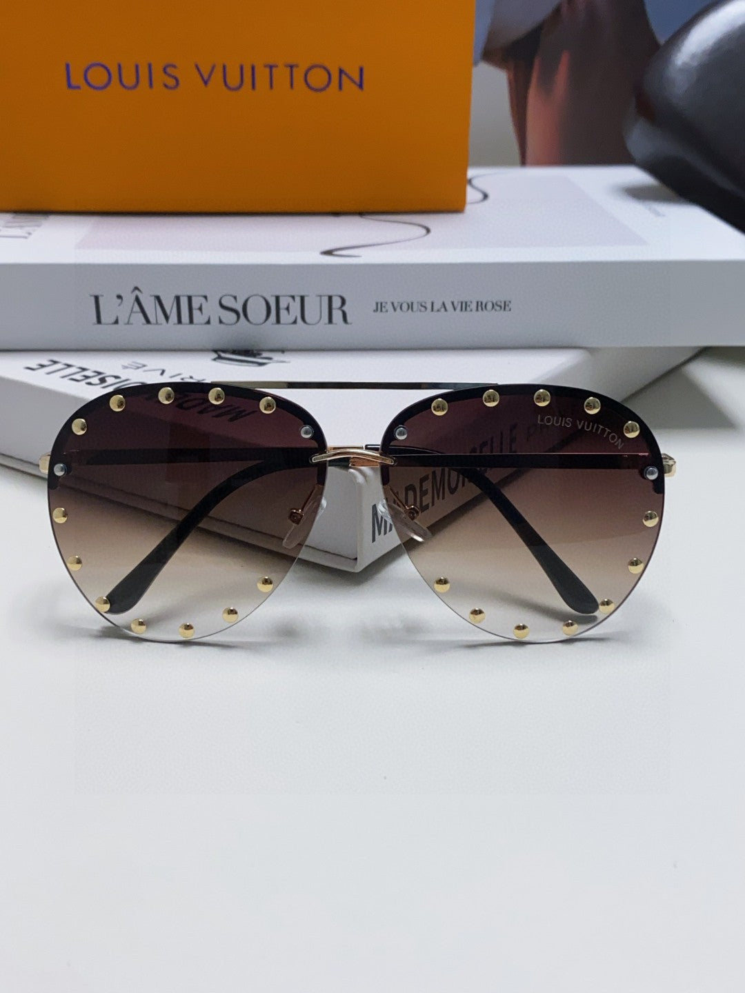 PARTY PILOT SUNGLASSES 567464 IN GOLD METAL BROWN SMOKE LENSES