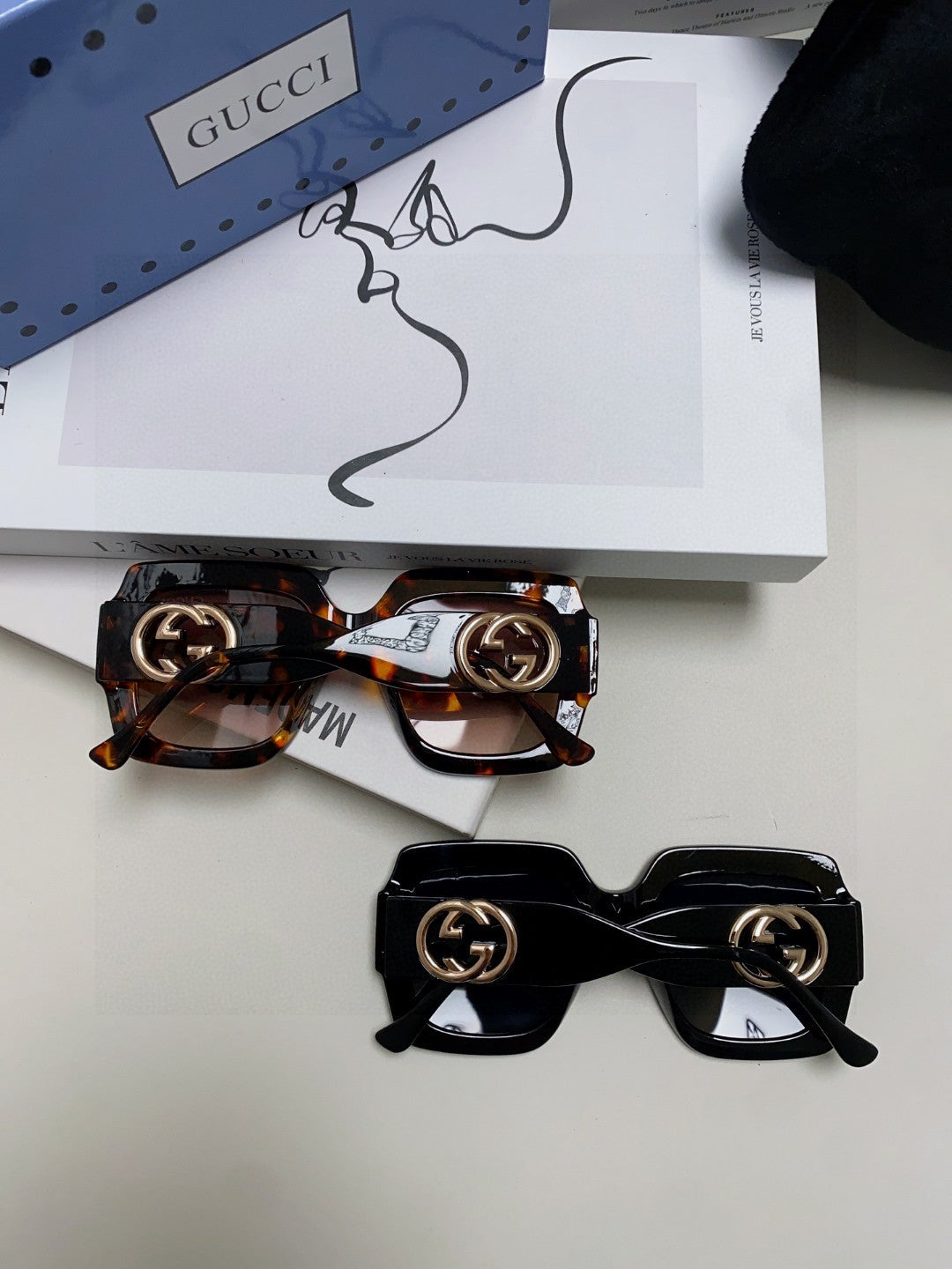 SQUARE FRAME SUNGLASSES GG0178S IN ACETATE EMBOSSED LOGO