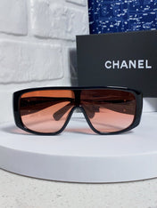 SQUARE SUNGLASSES CH5495 IN BLACK ACETATE ORANGE SMOKE LENSES