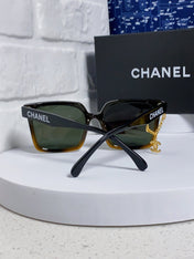 SQUARE SUNGLASSES 641808 IN BLACK OMBRE ORANGE ACETATE GOLD CHAIN