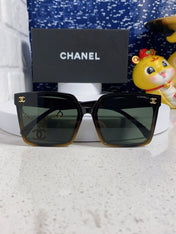 SQUARE SUNGLASSES 641808 IN BLACK OMBRE ORANGE ACETATE GOLD CHAIN