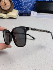 SQUARE SUNGLASSES 632032 IN BLACK ACETATE SILVER METAL