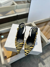 BALMAIN 25S SLINGBACK EVA 95MM IN YELLOW AND BLACK ZEBRA PRINT CALFSKIN
