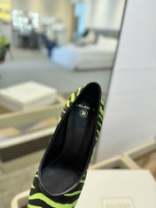 BALMAIN 25S HIGH HEELS 95MM IN GREEN AND BLACK ZEBRA PRINT CALFSKIN