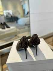 BALMAIN 25S HIGH HEELS 95MM IN BROWN AND BLACK ZEBRA PRINT CALFSKIN