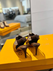 ALLURE HIGH 8 CM SLINGBACK IN CHOCOLATE MIX SAND BROWN CALFSKIN