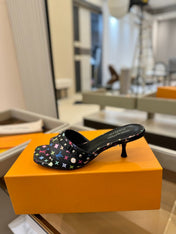 LV X TM 6AM HIGH 4 CM MULE IN BLACK MONOGRAM CALFSKIN