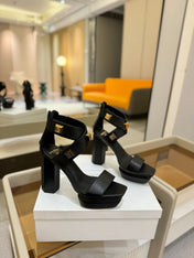 BALMAIN 25S WEDGE HEELS 105MM IN BLACK CALFSKIN GOLD HARDWARE