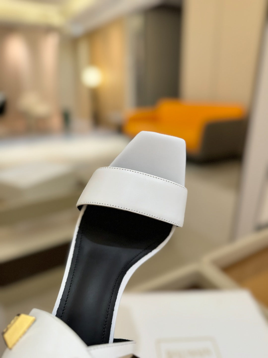 BALMAIN 25S WEDGE HEELS 105MM IN WHITE CALFSKIN GOLD HARDWARE