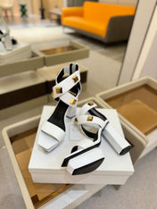 BALMAIN 25S WEDGE HEELS 105MM IN WHITE CALFSKIN GOLD HARDWARE