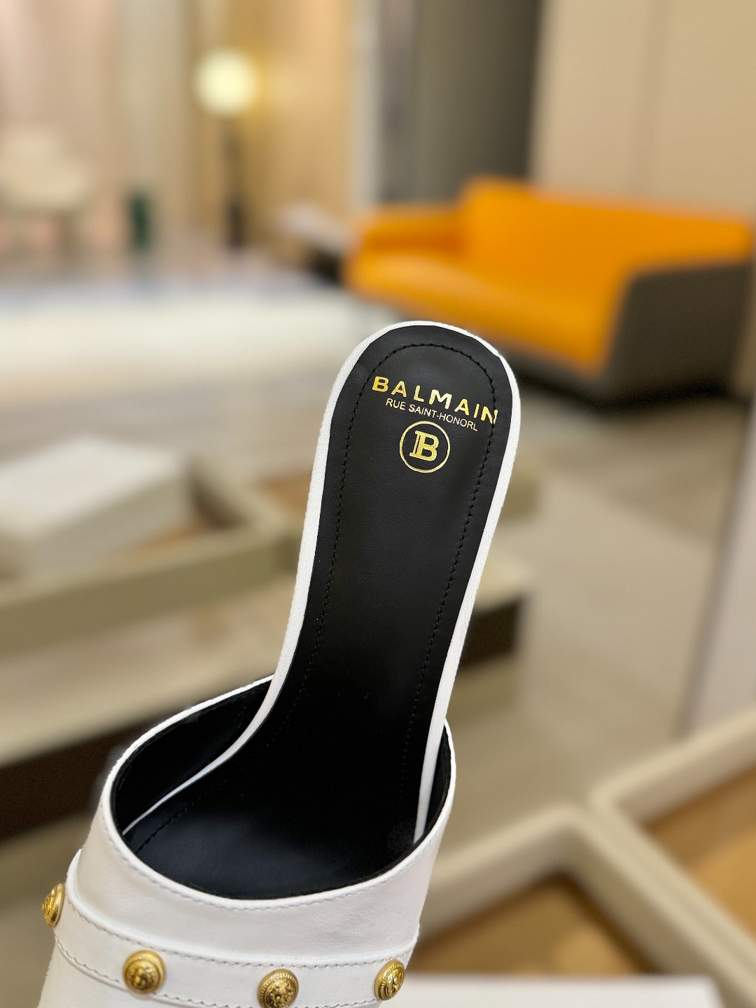 BALMAIN 26S HEELED SANDALS 70 MM IN WHITE CALFSKIN