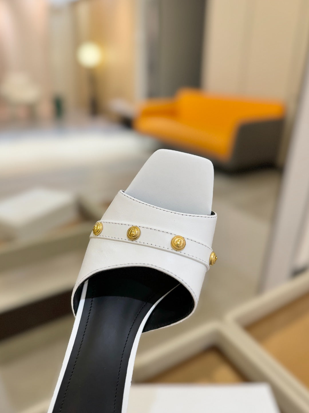 BALMAIN 26S HEELED SANDALS 70 MM IN WHITE CALFSKIN