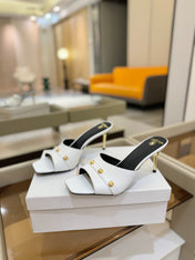 BALMAIN 26S HEELED SANDALS 70 MM IN WHITE CALFSKIN