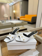 BALMAIN 26S HEELED SANDALS 70 MM IN WHITE CALFSKIN