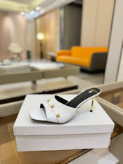 BALMAIN 26S HEELED SANDALS 70 MM IN WHITE CALFSKIN