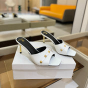 BALMAIN 26S HEELED SANDALS 70 MM IN WHITE CALFSKIN