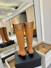 BALMAIN 26S HIGH BOOTS 65 MM IN BROWN CALFSKIN