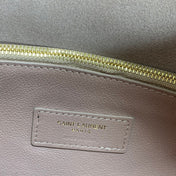 LE 5 À 7 SMALL SUPPLE 22 IN BABBY PINK CALFSKIN GOLD BUCKLE