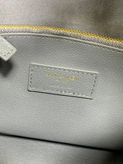 LE 5 À 7 SMALL SUPPLE 22 IN NEPAL BLUE CALFSKIN GOLD BUCKLE