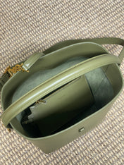 LE 37 MEDIUM BUCKET BAG 25 IN AVOCADO GREEN CALFSKIN GOLD HARDWARE