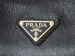 TRIANGLE LOGO HOBO BAG 39 IN BLACK SMOOTH CALFSKIN