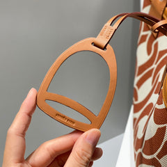 STEEPLE 28 BAG IN OFF-WHITE MIX BROWN CANVAS AND CALFSKIN