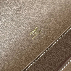 HM ROULIS 18 MINI BAG IN DARK BROWN CALFSKIN GOLD-TONE HARDWARE