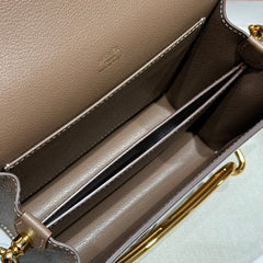 HM ROULIS 18 MINI BAG IN DARK BROWN CALFSKIN GOLD-TONE HARDWARE