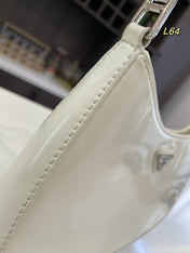 PRA 30 CLEO SHOULDER BAG IN WHITE BRUSHED LEATHER