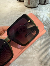 LOGO SQUARE SUNGLASSES 512017 IN GREEN ACETATE