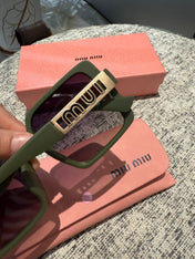 LOGO SQUARE SUNGLASSES 512017 IN GREEN ACETATE