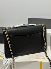 CC MAXI FLAP BAG 34 IN BLACK CALFSKIN